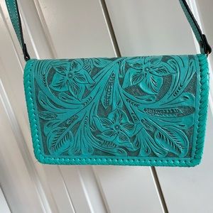 Handmade leather crossbody purse